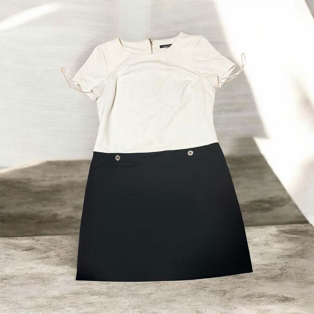 Tommy Hilfiger Color Block Dress Size 10 Black White Short Sleeve